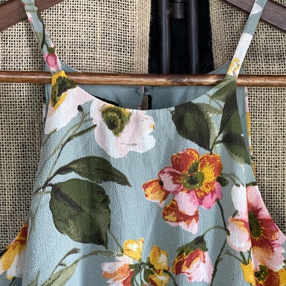 Worn once! womens IZ BYER sage green floral XS fit and flare work wear wedding - Picture 5 of 7